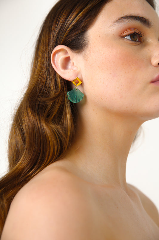 Boucles d'oreilles en forme de petites coquilles Saint-Jaques "Collection AQUA " en résine